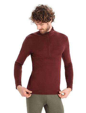 Pánské Base Layers Icebreaker Merino 175 Everyday Long Sleeve Half Zip Thermal Top Červené | CZ 1577NWYB